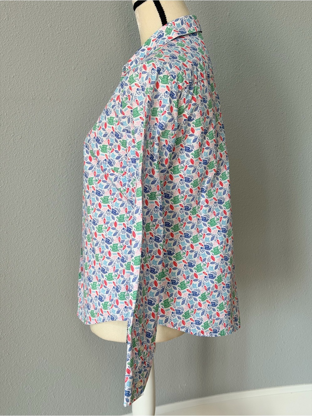 Boden Birds & Leaves Cotton Button Up Shirt Blouse Multicolor Size 8R - Picture 4 of 11